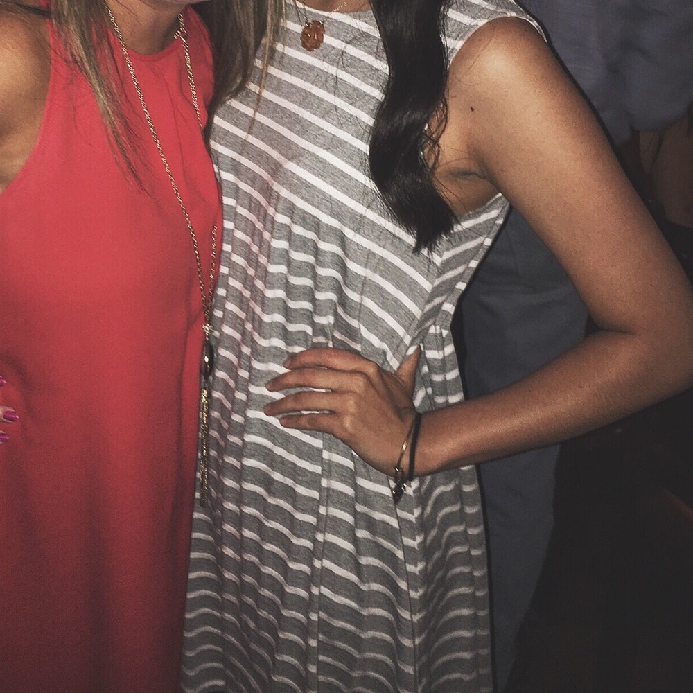 GRAY & WHITE STRIPED DRESS